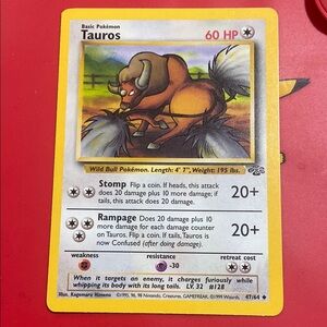 Tauros Pokemon Card 47/64 Jungle Set Unlimited 1999 Vintage